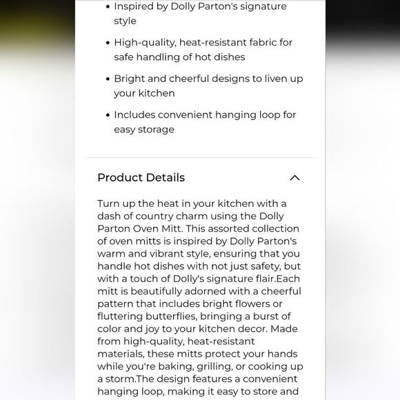 Dolly Parton Floral Strawberries Oven Mitt & Glass Jar Set - Picture 8 of 13